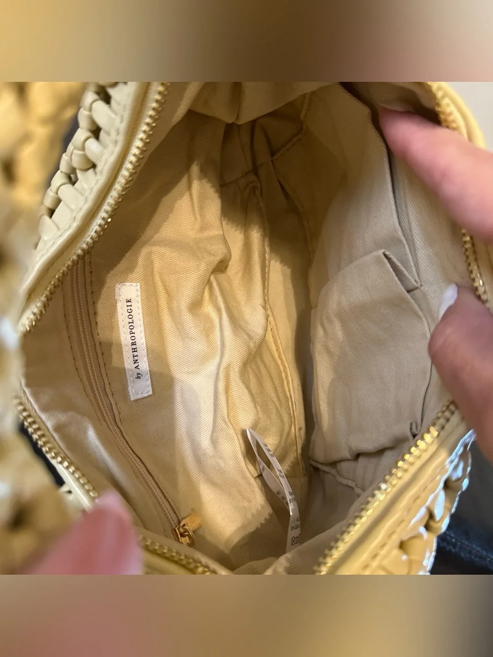 Woven Crescent Bag in Beige